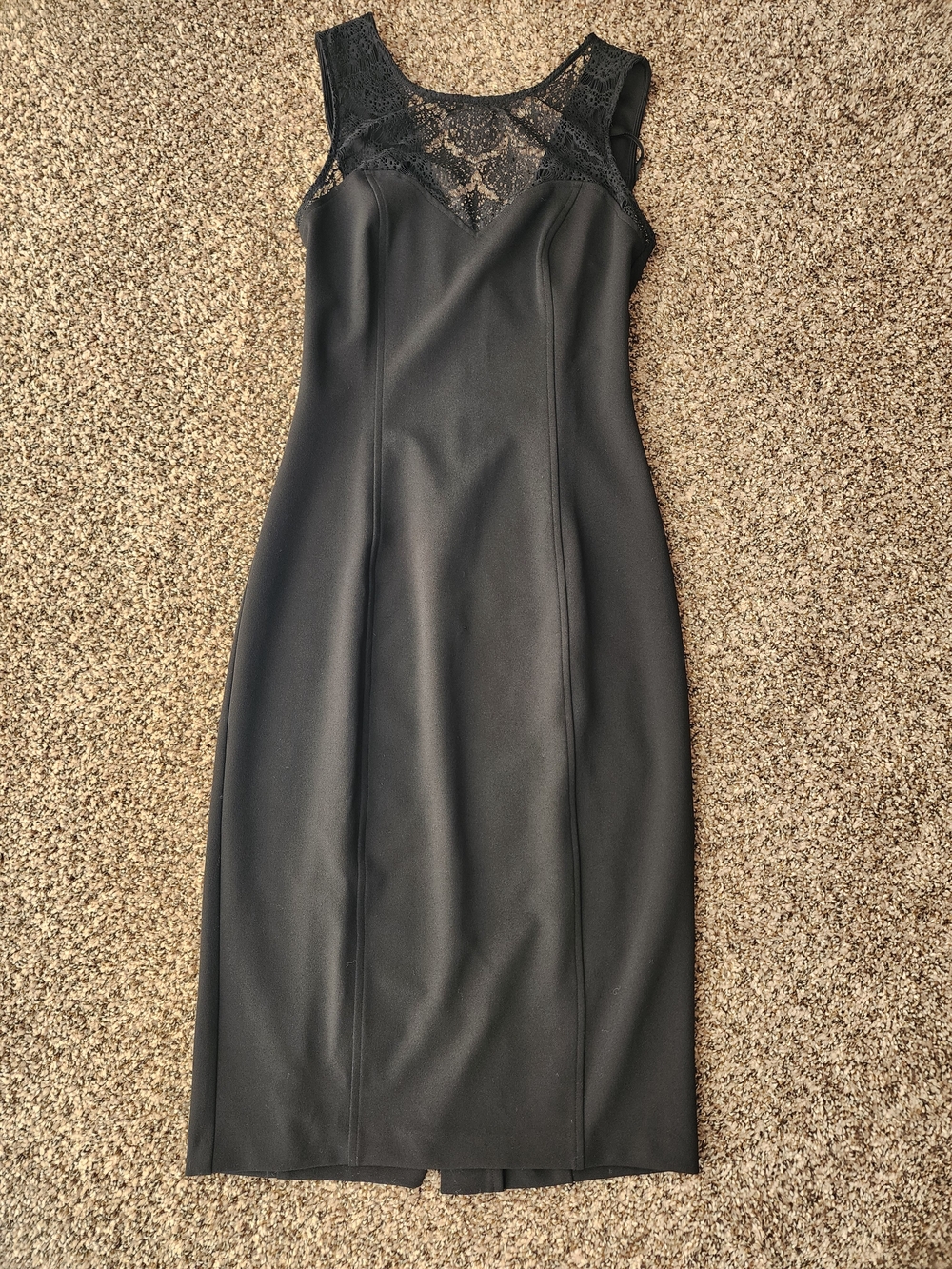 Guess Black Lace-Trim Midi Sheath Dress